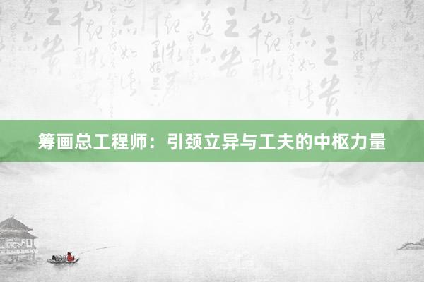 筹画总工程师：引颈立异与工夫的中枢力量